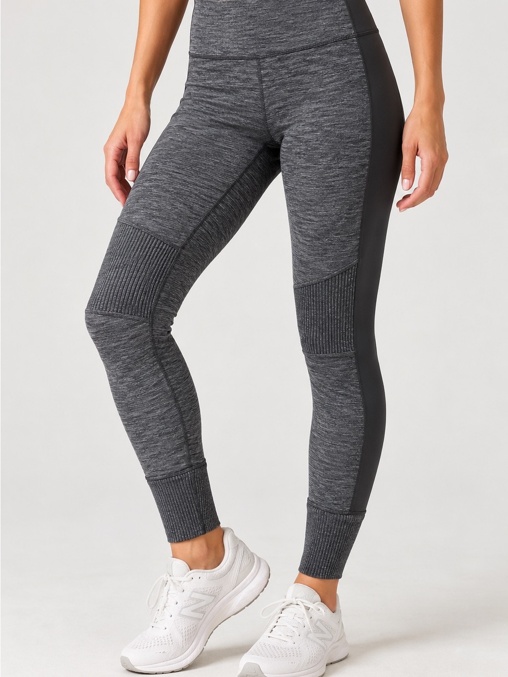 Athleta Gray Moto Leggings Size Small Ribbed Knee Side Panel Athleisure